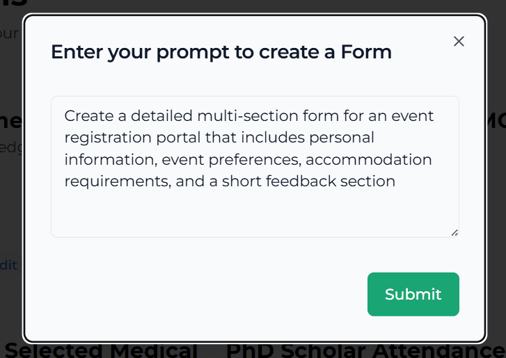 Create forms in seconds